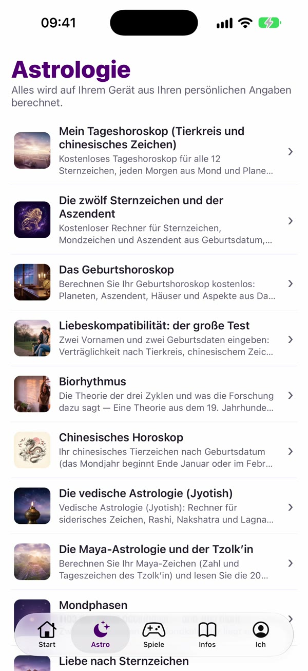 App-Screenshot: Astro