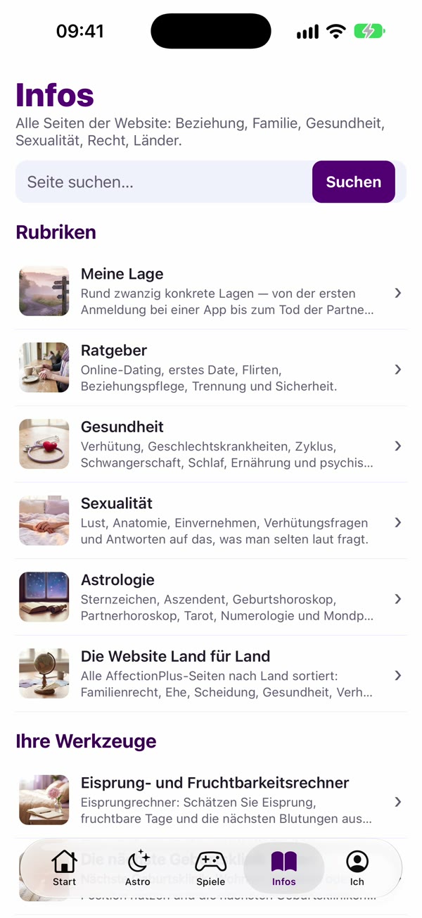 App-Screenshot: Infos
