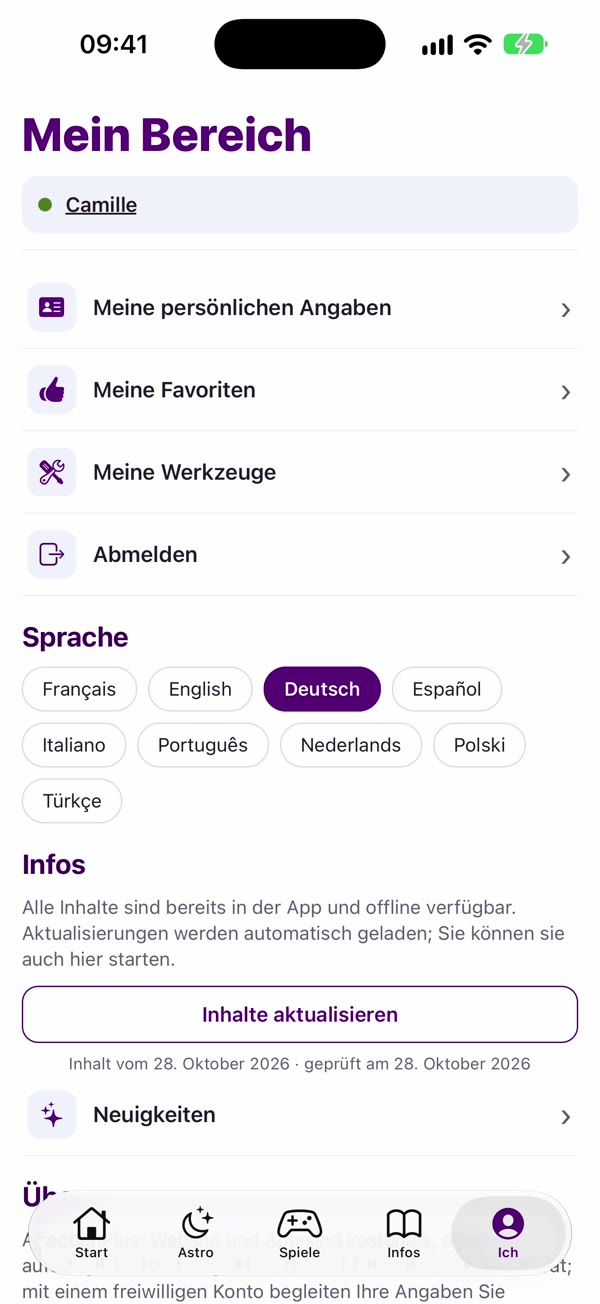 App-Screenshot: Ich