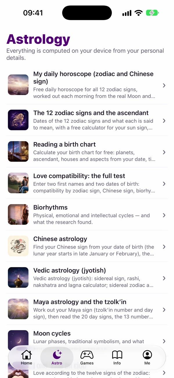 App screenshot: Astro