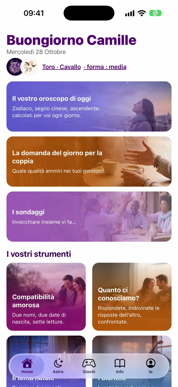 Schermata dell'app: Home