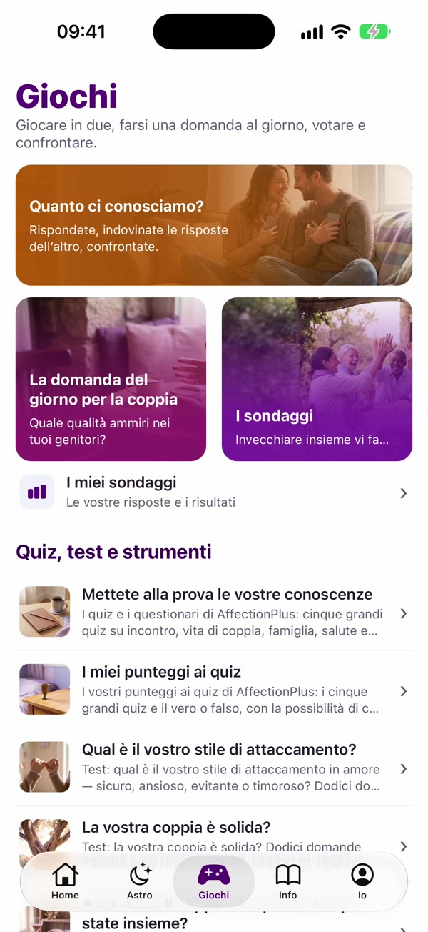 Schermata dell'app: Giochi