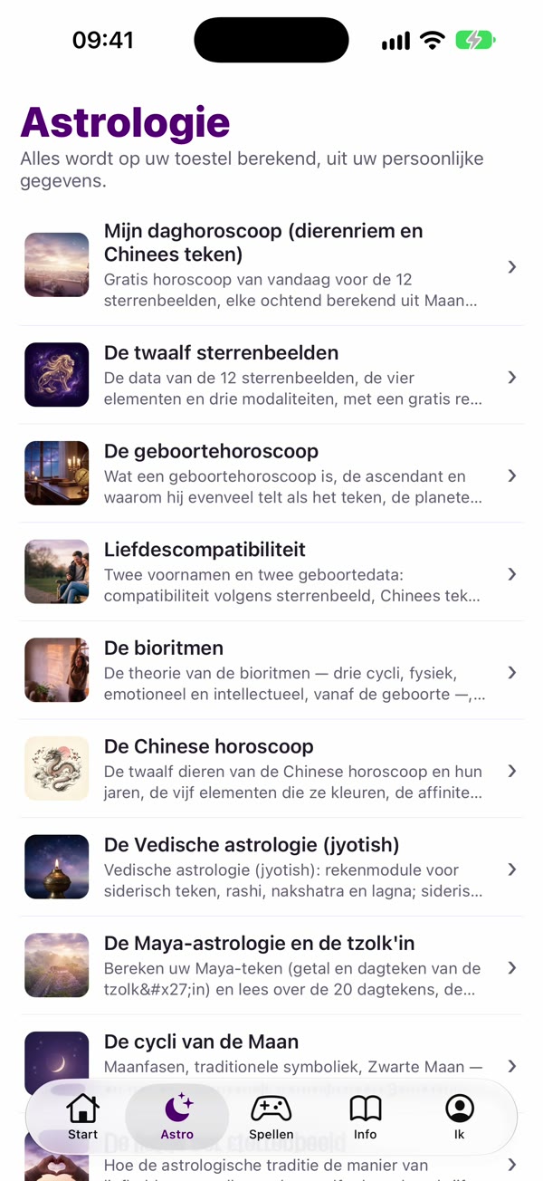 Schermafbeelding van de app: Astro