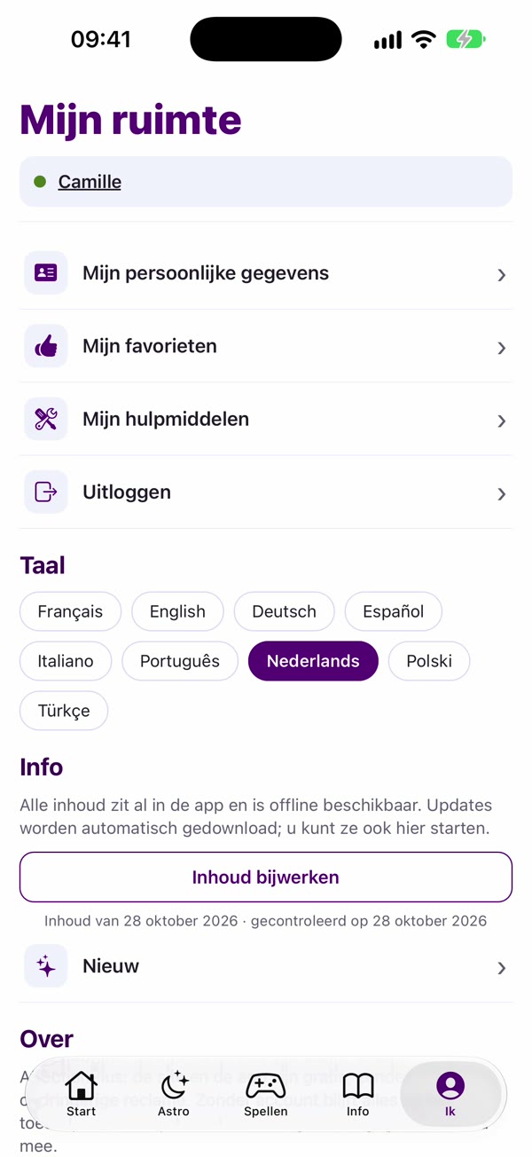 Schermafbeelding van de app: Ik