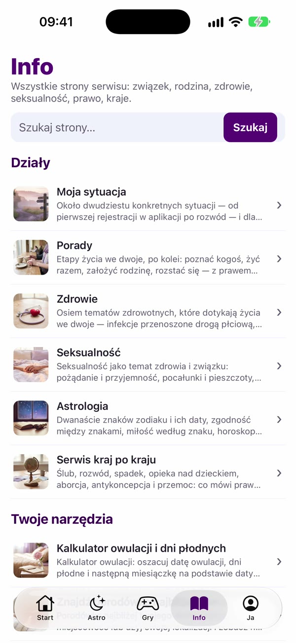 Zrzut ekranu aplikacji: Info