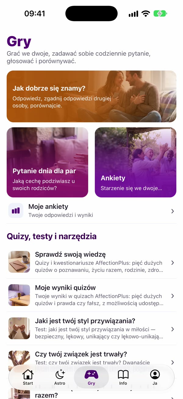 Zrzut ekranu aplikacji: Gry