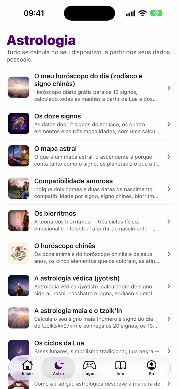 Captura de ecrã da app: Astro