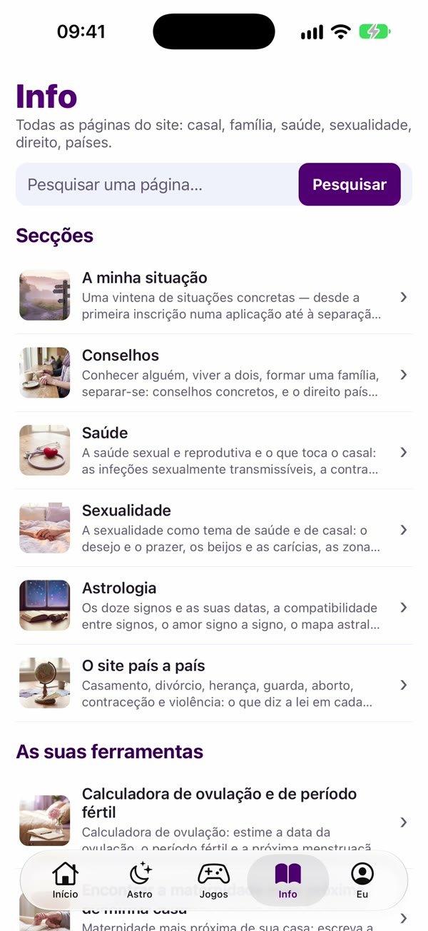 Captura de ecrã da app: Info