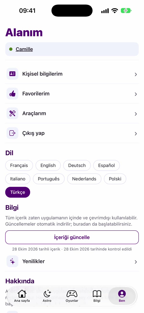 Uygulama ekran görüntüsü: Ben