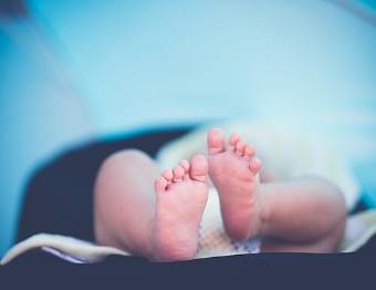 A newborn baby's feet