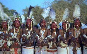 Danseurs wodaabe maquillés lors du Gerewol, Niger, 1997